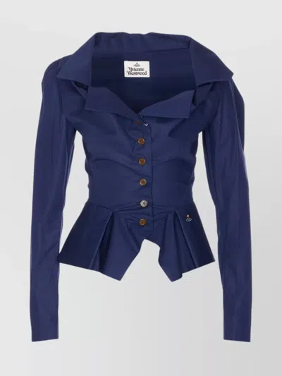 Vivienne Westwood Monday Pleated Long Sleeves Shirt In Blue