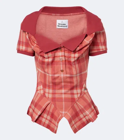 Vivienne Westwood Short-sleeved Plaid Knit Top In Transparent