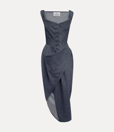 Vivienne Westwood Monday Wrap Dress Chambray Blue 40 Women In Gray