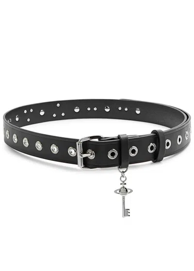 Vivienne Westwood Multi Charms Stud Leather Belt In Black