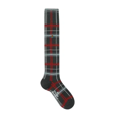 Vivienne Westwood Multicheck Knee-high Socks In Red