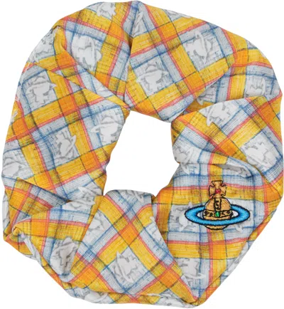 Vivienne Westwood Multicolor Check Orbs Small Scrunchie