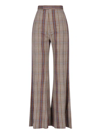 Vivienne Westwood Multicolor Check Wide-leg Viscose Formal Pants In Metallic