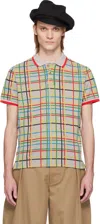 Vivienne Westwood Polo Shirt With Check Pattern And Ribbed Collar In Gray