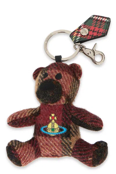 Vivienne Westwood Multicolor Keychain In The Shape Of A Bear In Brown