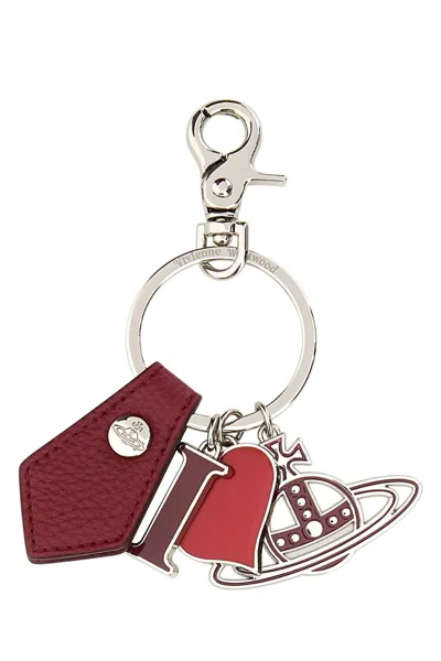 Vivienne Westwood Multicolor Metal Keyring In White