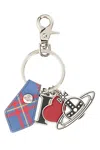 Vivienne Westwood Multicolor Metal Keyring In Blueorangetartan