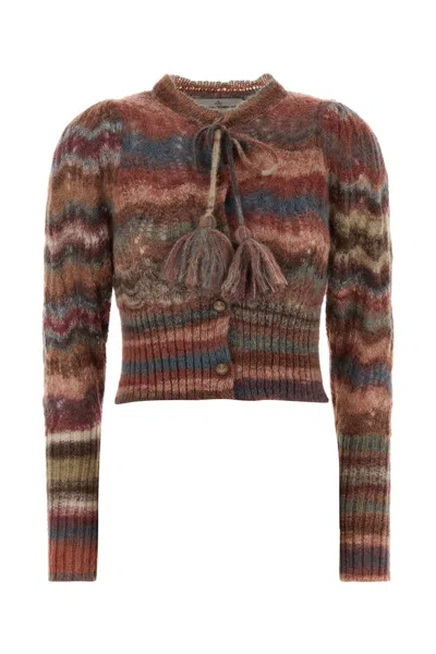Vivienne Westwood Mohair Blend Flora Cropped Tassel Cardigan In Brown