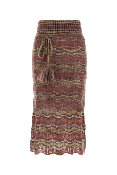 Vivienne Westwood Mohair Blend Flora Skirt Tassel Detail In Brown