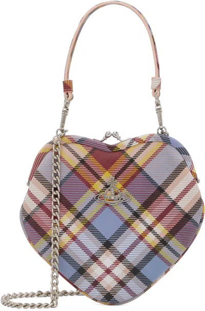 Vivienne Westwood Multicolor Nubuck Tartan Belle Heart Frame Bag In K303 Mc Haze