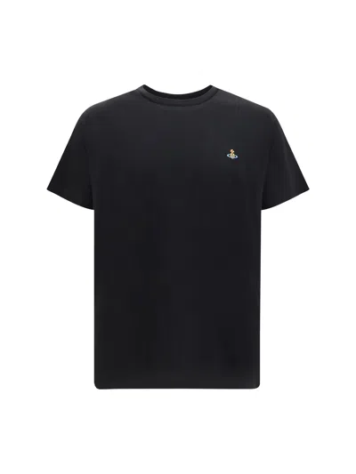 Vivienne Westwood Multicolor Orb-embroidered Cotton T-shirt In Black
