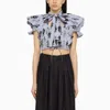 VIVIENNE WESTWOOD MULTICOLOR PRINTED COTTON TOP WITH STRUCTURED SHOULDERS AND BOW DETAIL