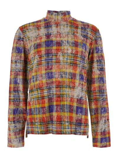 Vivienne Westwood Multicolor Turtleneck Sweater With All-over Stripe Motif In Cotton Man
