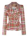 Vivienne Westwood Drunken Tailored Checked Wool Jacket In Rojo