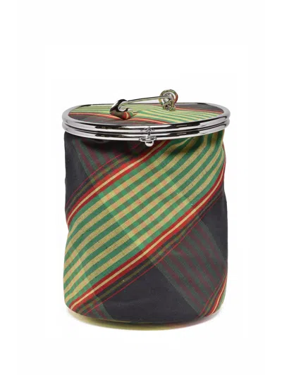 Vivienne Westwood Multicolored Olive Round Frame Crossbody Bag With Artistic Lining