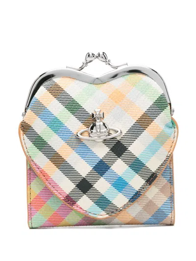 Vivienne Westwood Multicolour Check Heart Clasp Wallet
