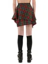 Vivienne Westwood Asymmetric Wrap Skirt With Check Pattern And Button Fastening In Red