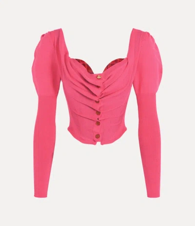 Vivienne Westwood Nana Bea Corset Cardigan Wool Pink 40 Women
