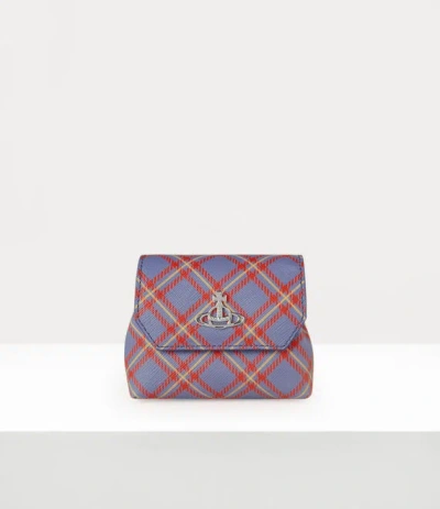 Vivienne Westwood Nano Chain Pouch Saffiano Printed Blue-orange-tartan One Size Women