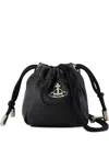 Vivienne Westwood Nano Hilary Orb-embellished Drawstring Bucket Bag In Black