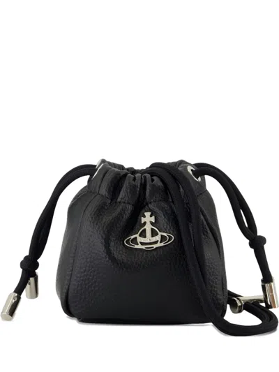 Vivienne Westwood Nano Hilary Orb-embellished Drawstring Bucket Bag In Black