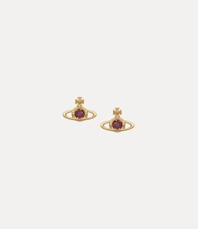 Vivienne Westwood Nano Solitaire Earrings Gold-purple-crystal Gold-purple-crystal Women