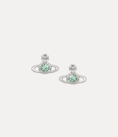 Vivienne Westwood Nano Solitaire Earrings Platinum-chrysolite-crystal Platinum-chrysolite-crystal Women In Metallic
