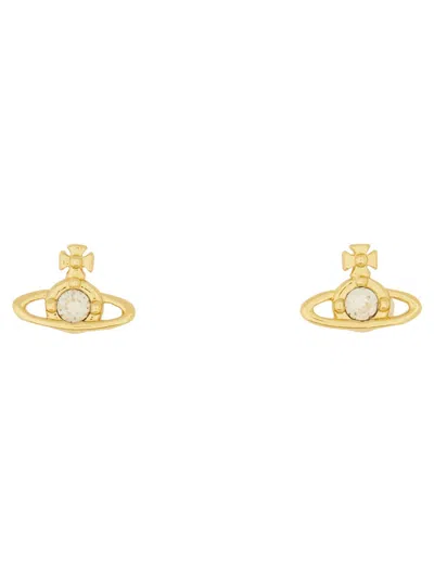 Vivienne Westwood Nano Solitaire Mini Stud Earrings In Gold