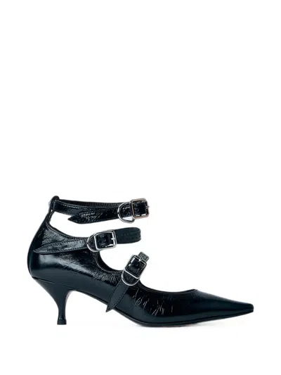 Vivienne Westwood Napoli Triple Buckle-fastening Pointed-toe Pumps In Black