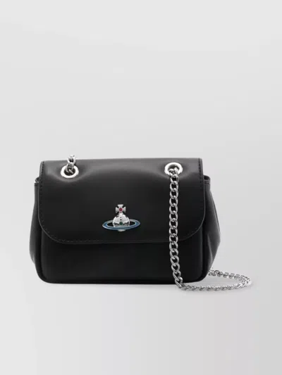 VIVIENNE WESTWOOD NAPPA LEATHER FOLDOVER TOP SHOULDER BAG