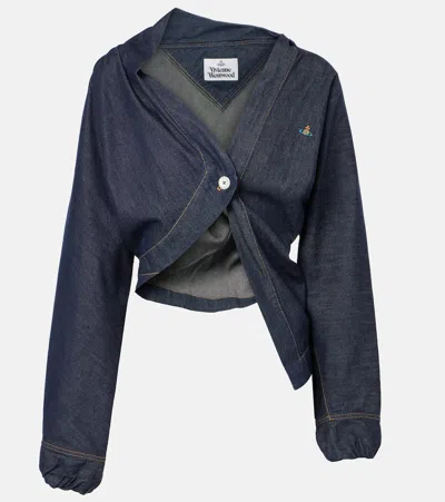 Vivienne Westwood Natalia Cropped Cotton Chambray Shirt In Blue