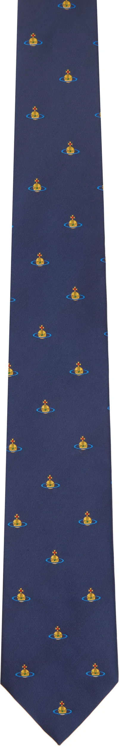Vivienne Westwood Navy 8.5cm Orb Tie In Blue