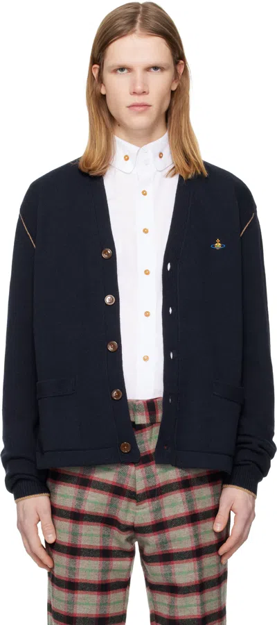 Vivienne Westwood Navy Blue Wool Blend Alex Cardigan