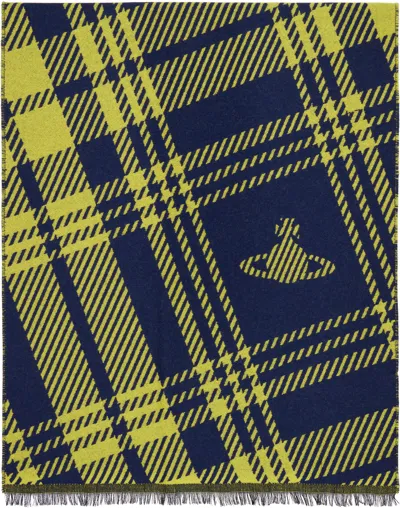Vivienne Westwood Navy & Yellow Tartan Scarf