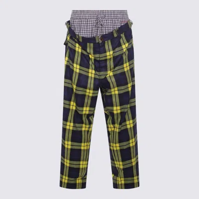 Vivienne Westwood Navy And Yellow Wool Pants In Multi