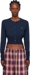Vivienne Westwood Navy Bea Cropped Cardigan In Blue