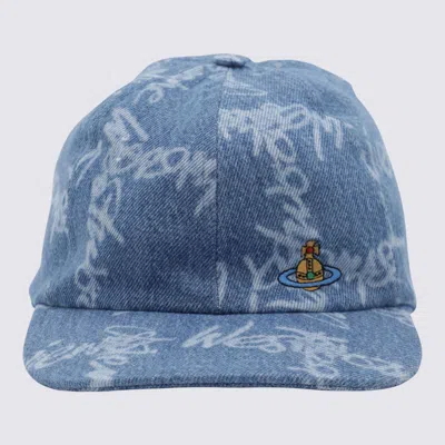 VIVIENNE WESTWOOD NAVY BLUE COTTON ORB BASEBALL CAP