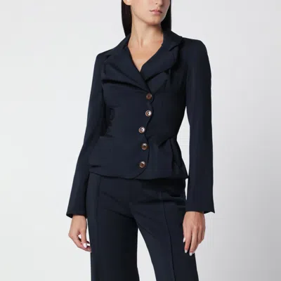 Vivienne Westwood Navy Blue Drunken Wool Jacket