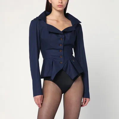 VIVIENNE WESTWOOD VIVIENNE WESTWOOD NAVY BLUE MONDAY SHIRT IN COTTON