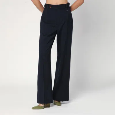 VIVIENNE WESTWOOD NAVY BLUE TROUSERS IN WOOL