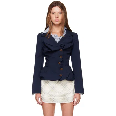 Vivienne Westwood Navy Drunken Tailored Blazer In K410 Navy