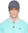 Vivienne Westwood Navy Embroidered Cap In Denim Blue