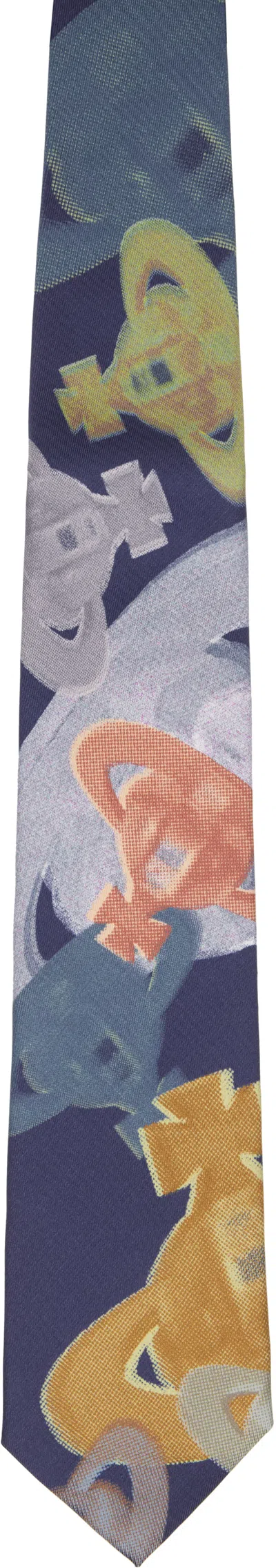 Vivienne Westwood Navy Halftone Orbs 8.5 Cm Tie In Ss25-k410