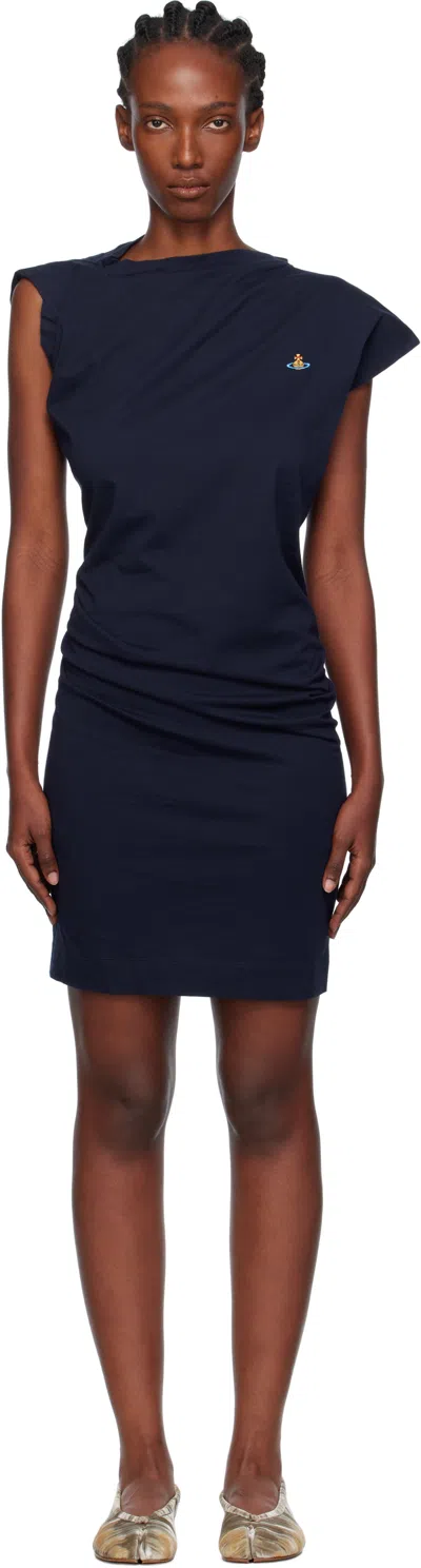Vivienne Westwood Navy Hebo Midi Dress In Blue