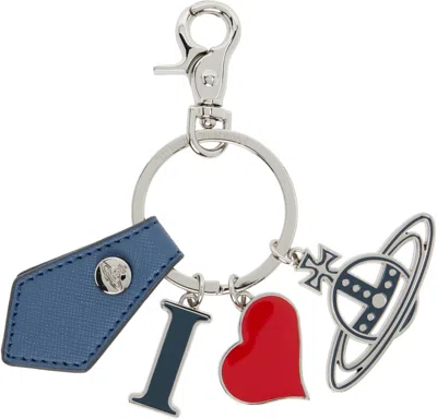 Vivienne Westwood Navy 'i Love Orb' Keychain