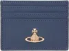Vivienne Westwood Navy Orb Flat Card Holder In Blue