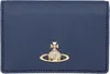 Vivienne Westwood Navy Orb Flat Id Card Holder In Blue
