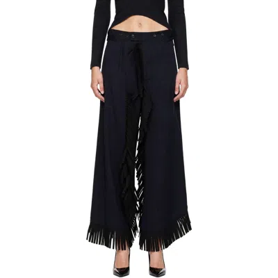 Vivienne Westwood Pepino Fringe Trousers Tailoring Whipcord Navy Blue S Unisex