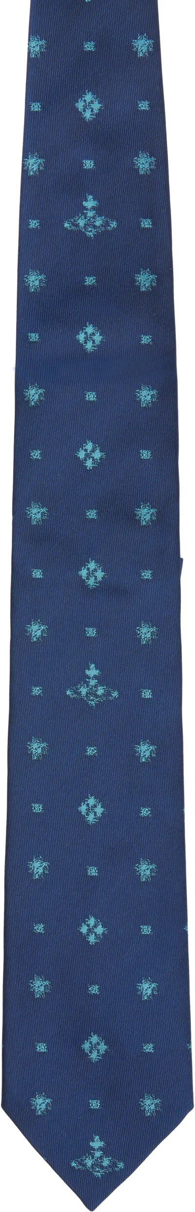 Vivienne Westwood Navy Silk Tie In Multi