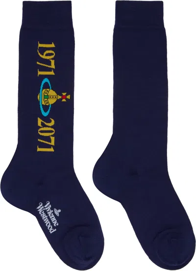 Vivienne Westwood Navy Soccer Socks In Aw24-k410